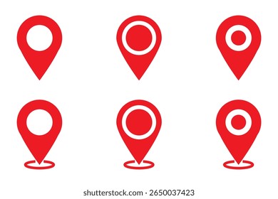 location map pointer icon, place pin marker sign - red gps map pointers in flat style, destination symbols. location pin line icon, Navigation sign