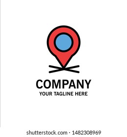 Location, Map, Pointer, Pin Business Logo Template. Flat Color