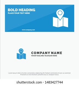 Location, Map, Pointer SOlid Icon Website Banner and Business Logo Template