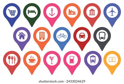 Location map pointers Placeholder with colorful icons