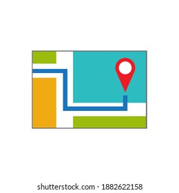 location map with red pin pointer, direction, label, marker, sign, travel Navigator or guide. vector illustration