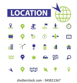 ubicación, mapa, iconos de ruta, signos de concepto vectorial establecido para infografías, móviles, sitios web, aplicación 