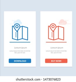 Location, Map, Service Pin  Blue and Red Download and Buy Now web Widget Card Template