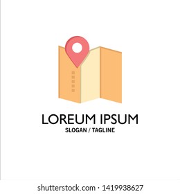 Location, Map, Service Pin Business Logo Template. Flat Color