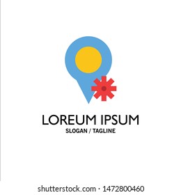 Location, Map, Settings Business Logo Template. Flat Color