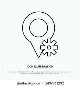 Location, Map, Settings Line Icon Vector
