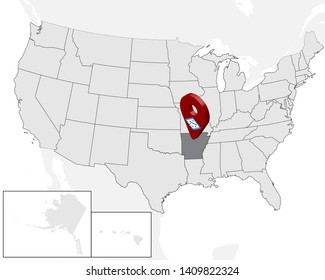 Location Map of State Arkansas on map USA. 3d State Arkansas flag map marker location pin. High quality map of  Arkansas.  Vector illustration EPS10.