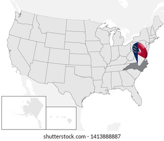 Location Map of  State North Carolina on map USA. 3d State North Carolina flag map marker location pin. High quality map of  North Carolina.  Vector illustration EPS10.