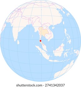 Location Map of Surat Thani Int. Airport (Surat Thani, Surat Thani, Thailand). IATA-code: URT. No labels at all.