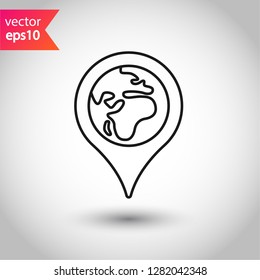 Location in map tag vector sign. Navigation icon. Destination point icon. Position mark sign. Geo location point icon. Geolocation flat symbol.