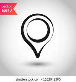 Location in map tag vector sign. Navigation icon. Destination point icon. Position mark sign. Geo location point icon. Geolocation flat symbol.