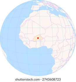 Location Map of Thomas Sankara Int. Airport Ouagadougou (Ouagadougou, Kadiogo, Burkina Faso). IATA-code: OUA. No labels at all.