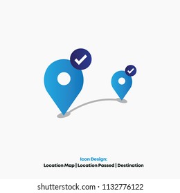 Location Map, Location Traced, Location Passed, Destination, Destination passed completed, Address Icon & Logotype Design