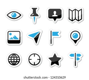 Location map traveling icon set - vector