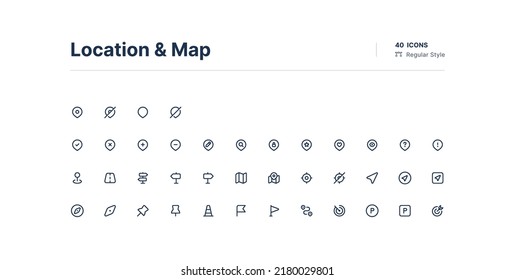 Location and Map UI Icons Pack Line Style.