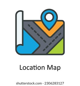 Vector de mapa de ubicación    Rellenar ilustración de diseño de iconos de esquema. Símbolo de ubicación y mapa en fondo blanco Archivo EPS 10