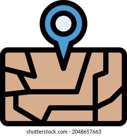 location map vector line colour icon