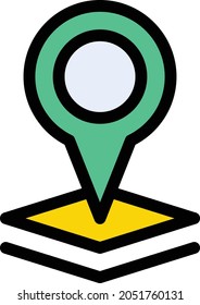 icono de color de línea vector de mapa de ubicación