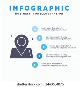 Location, Map, Way, World Solid Icon Infographics 5 Steps Presentation Background