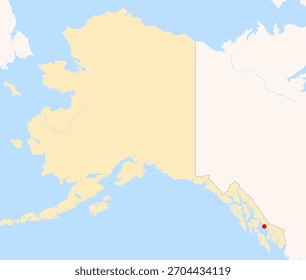 Location Map of Wrangell Airport (Also See Wrangell Seaplane Base) (Wrangell, Alaska, USA). IATA-code: WRG. No labels at all.