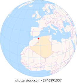Location Map of Zenata – Messali El Hadj Airport (Tlemcen, Tlemcen, Algeria). IATA-code: TLM. No labels at all.