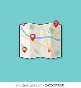 Location Maps flat design realstic vector for rute of some location