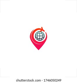 location mark airplane fly arround the globe
