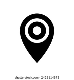 Location mark black glyph ui icon. Find place on map. Navigation service. User interface design. Silhouette symbol on white space. Solid pictogram for web, mobile. Isolated vector illustration