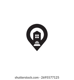 Ortsmarke, Haus- und Straßenlogo oder Symboldesign