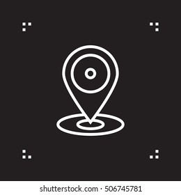 Location mark line icon, outline vector sign, linear pictogram isolated on black. logo illustration