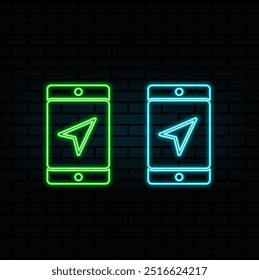location mark neon blue icon suitable for website and UI material, mobile application social media. vector illustration.