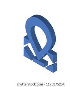 Location mark on printed map isometric left top view 3D icon