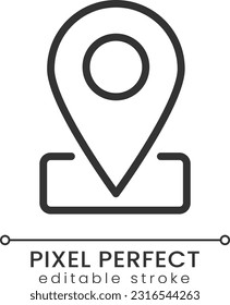 Location mark pixel perfect linear icon. Navigation app. Point on map. Business address. Thin line illustration. Contour symbol. Vector outline drawing. Editable stroke. Poppins font used