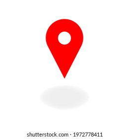 Location mark place red color line icon. Landmark concept. Trendy flat style isolated symbol, used for: illustration, outline, logo, mobile, app, emblem, design, web, site, ui, gui, ux. Vector EPS 10