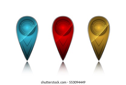 location mark target position design icon metallic pattern on white background