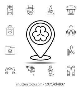 Location mark, trefoil icon. Simple thin line, outline vector element of Saint Patricks Day icons set for UI and UX, website or mobile application