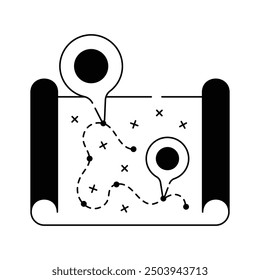 Location marked map icon, travel, navigation and destination vector illustration