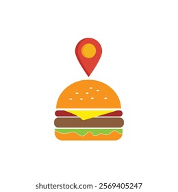 A location marker adds a fun twist to food photography, perfect for restaurant menus or travel related designs