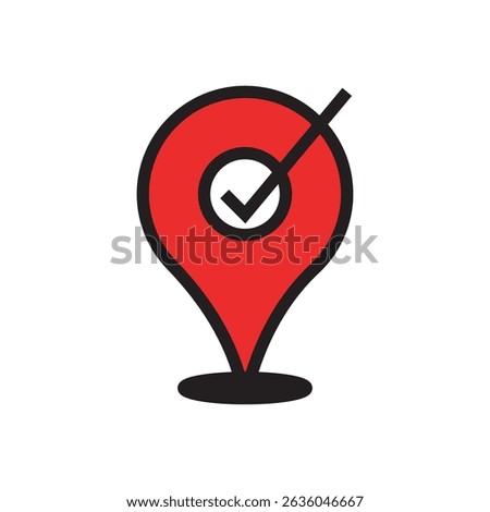 location marker with a check symbol, ideal for travel apps, delivery services, or verified address features.