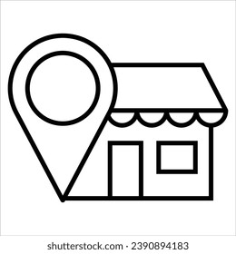 Location marker (for store locator), E-Commerce line web icon. Outline icon. Vector illustration