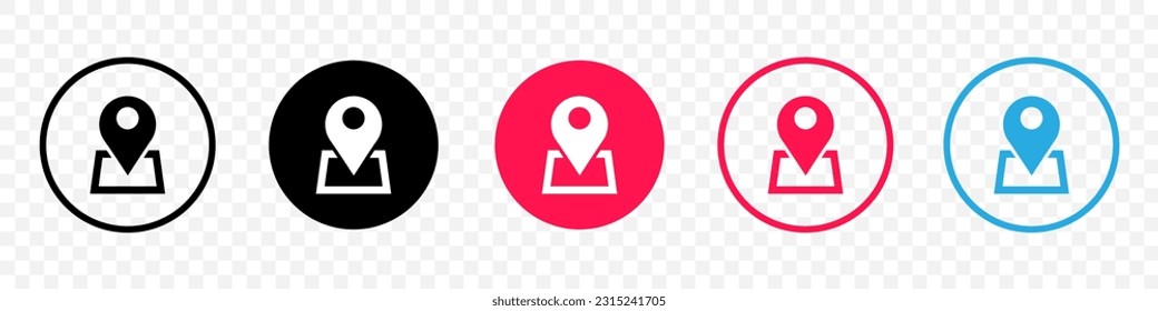 Location marker. GPS pin. Map point icon. The destination sign. Transport concept. Vector