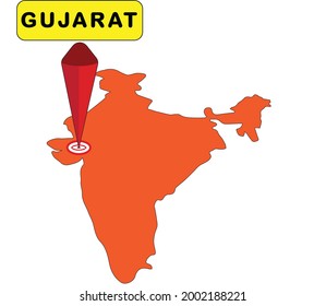 location marker for gujarat india on political map of india 