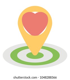 
A location marker with heart symbolising favorite location
