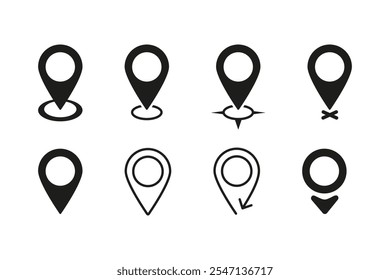 Ícone do marcador de local. Marca do ponteiro de endereço geográfico do pin do mapa. Marcador geográfico de design criativo para localizar a posição isolada no fundo branco.