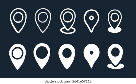 Location Marker Icon Variations handdrawn chalk line place maps