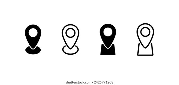 Iconos de marcador de posición. Línea, iconos de punto de ubicación, diseño de punto de ubicación para el mapa. Iconos vectoriales