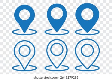 Location marker, map pin icon set. Flat icon set of location and map pins. Map pin place marker. Location pointer icon symbol in flat style. Position symbol. Point illustration sign collection