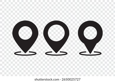 Location marker, map pin icon set. Flat icon set of location and map pins. Map pin place marker. Location pointer icon symbol in flat style. Position symbol. Point illustration sign collection 
