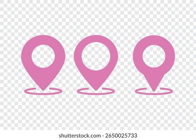 Location marker, map pin icon set. Flat icon set of location and map pins. Map pin place marker. Location pointer icon symbol in flat style. Position symbol. Point illustration sign collection 