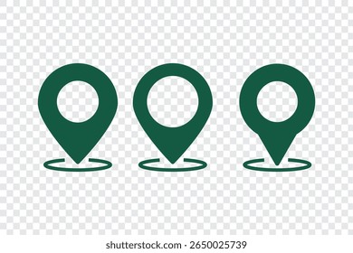Location marker, map pin icon set. Flat icon set of location and map pins. Map pin place marker. Location pointer icon symbol in flat style. Position symbol. Point illustration sign collection 